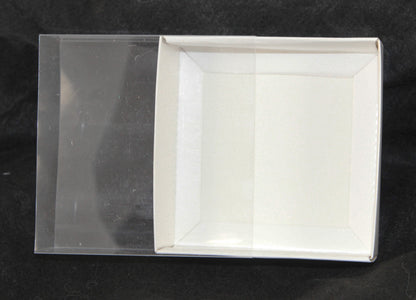 10pk White Square Presentation Box (8x8x2cm) w/ Clear PVC Lid