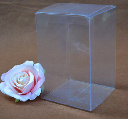 10pk Clear PVC Folding Gift Box (8x8x10cm) Tall Favors & Jewelry