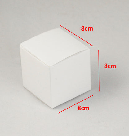 10 pk White Cube Card Gift Box (8x8x8cm): Folding Packaging for Favors/Gifts