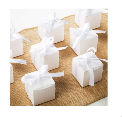 10 pk White Cube Card Gift Box (8x8x8cm): Folding Packaging for Favors/Gifts