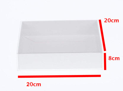 10 pk White Square Gift Box (20 x 20 x 8 cm) w/ Clear Lid for Hampers & Retail