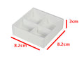 50 Pack of White Card Chocolate Sweet Soap Product Retail Gift Box - 4 Bay Compartments - Clear Slide On Lid - 8x8x3cm - SuperSaverAU - view 1
