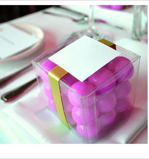 Clear PVC 8cm Cube Gift Boxes - 50 Pack for Weddings & Events
