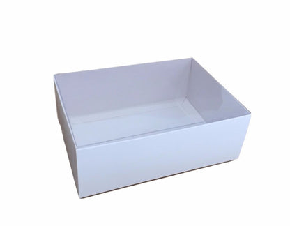 50 Pack White Card Box with Clear Lid - 17x25x5cm Gift Hamper Tray
