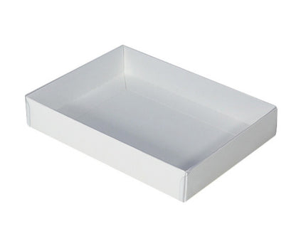 50 Pack White Card Box with Clear Lid - 25x25x6cm Gift Hamper Tray