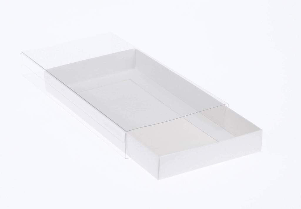 50 Pack White Card Box with Clear Lid - 25x25x6cm Gift Hamper Tray