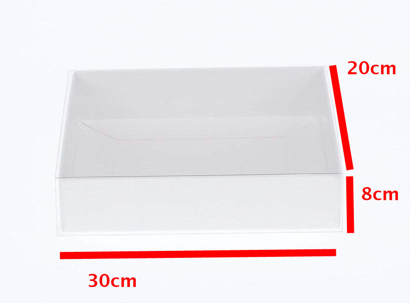 50 Pack White Card Box with Clear Lid - 30x20x8cm Gift Hamper Tray