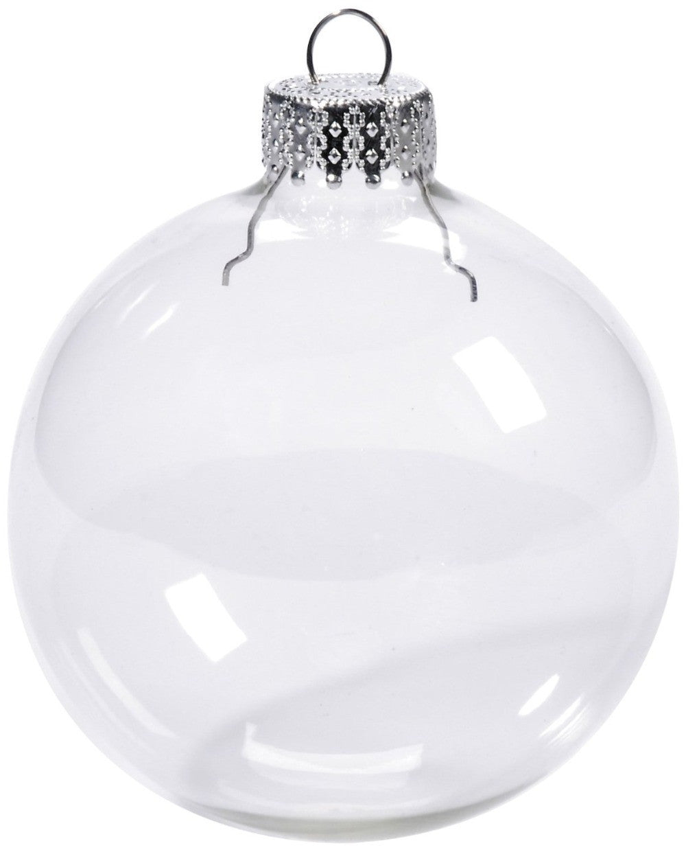 10 x Glass Bauble 8cm Diameter Round Clear with Silver Cap - table or tree centrepice personal memory theme craft gift - SuperSaverAU - view 1