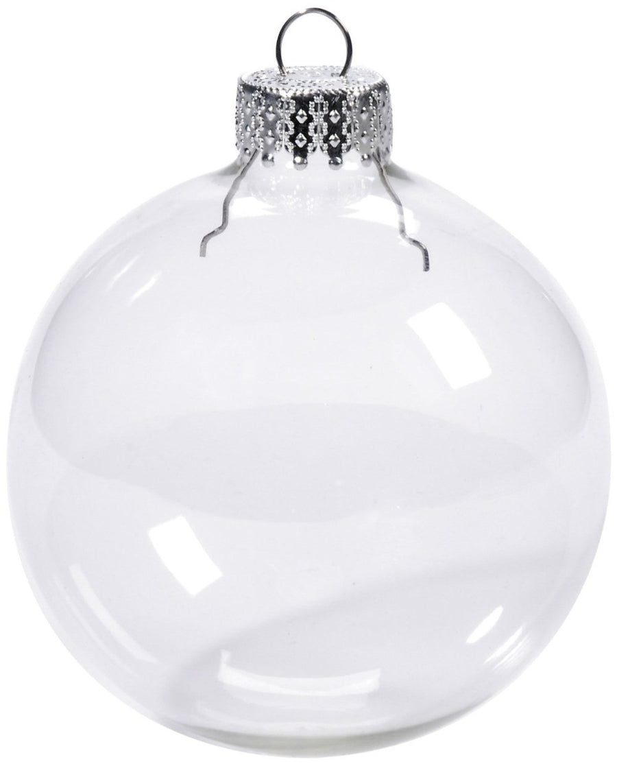 10 x Glass Bauble 8cm Diameter Round Clear with Silver Cap - table or tree centrepice personal memory theme craft gift - SuperSaverAU - view 1