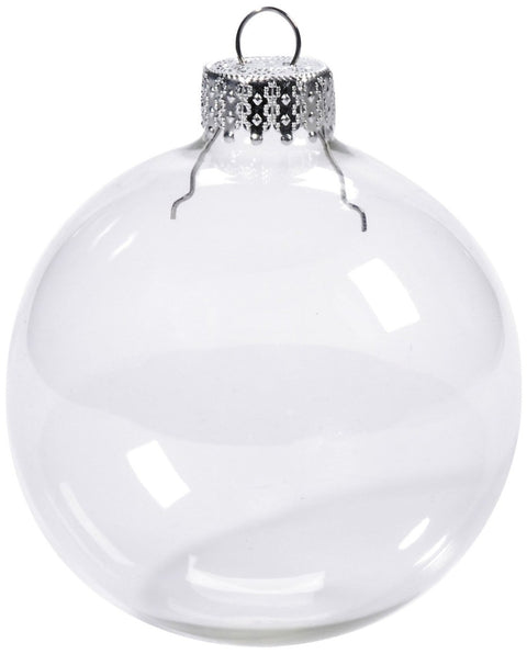 20 x Glass Bauble 8cm Diameter Round Clear with Silver Cap - table or tree centrepice personal memory theme craft gift - SuperSaverAU - view 1