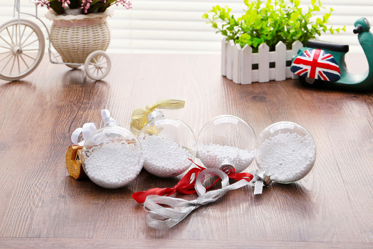 20 x Glass Bauble 8cm Diameter Round Clear with Silver Cap - table or tree centrepice personal memory theme craft gift - SuperSaverAU - view 3