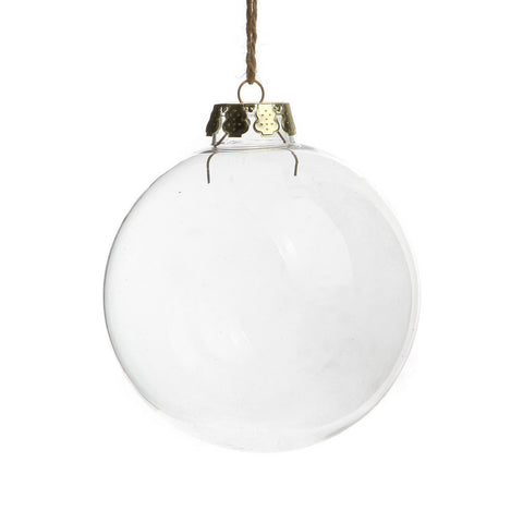 4 x Glass Bauble 8cm Diameter Round Clear with Silver Cap - SuperSaverAU - view 1