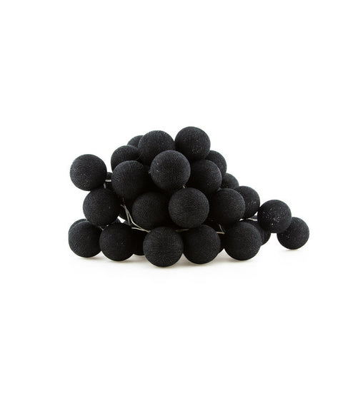 1 Set of 20 LED Black 5cm Cotton Ball Battery Powered String Lights Christmas Gift Home Wedding Party Bedroom Decoration Outdoor Indoor Table Centrepiece - SuperSaverAU - view 1