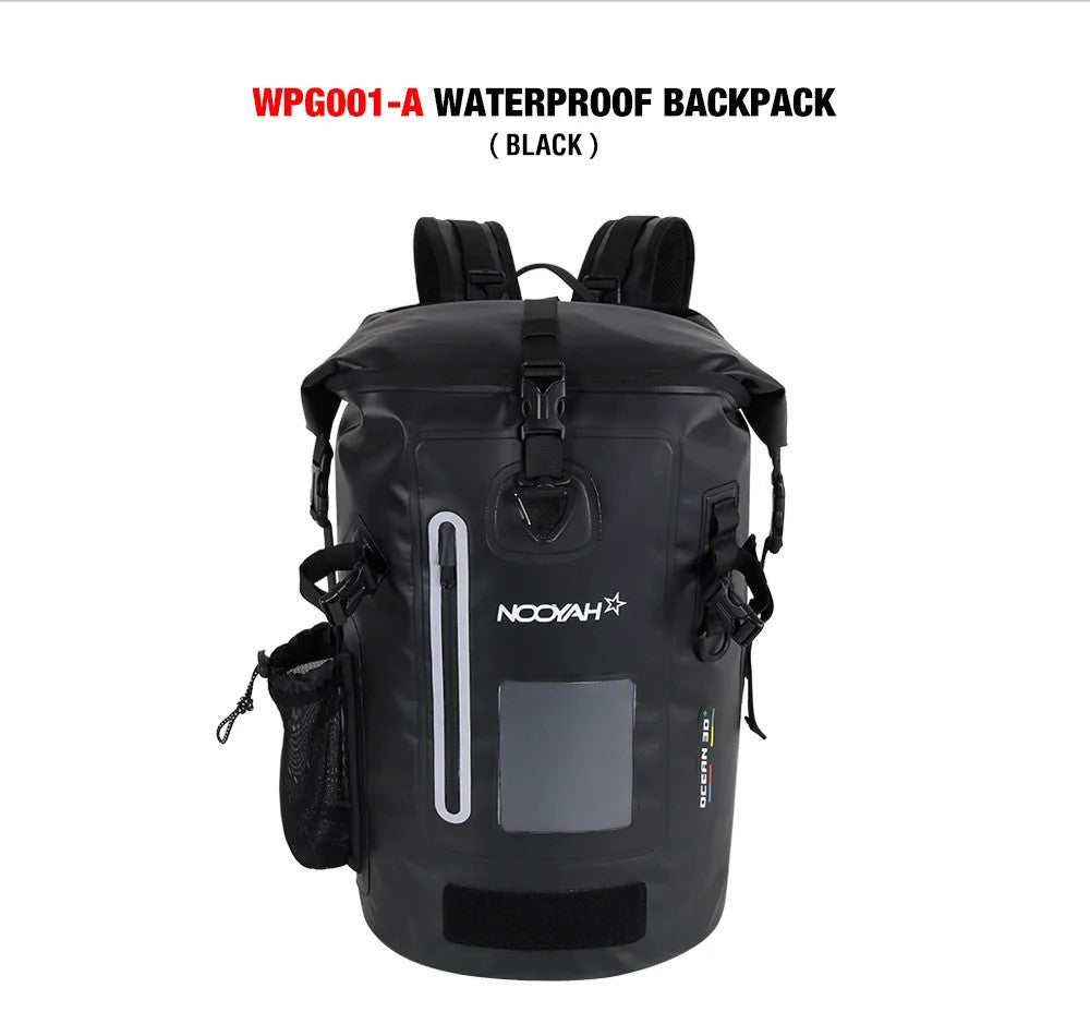 NOOYAH 30L Black Waterproof Outdoor Sports Backpack with Roll Top Closure - SuperSaverAU - view 2