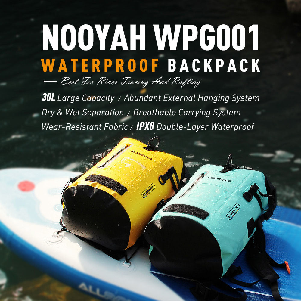 NOOYAH 30L Black Waterproof Outdoor Sports Backpack with Roll Top Closure - SuperSaverAU - view 3