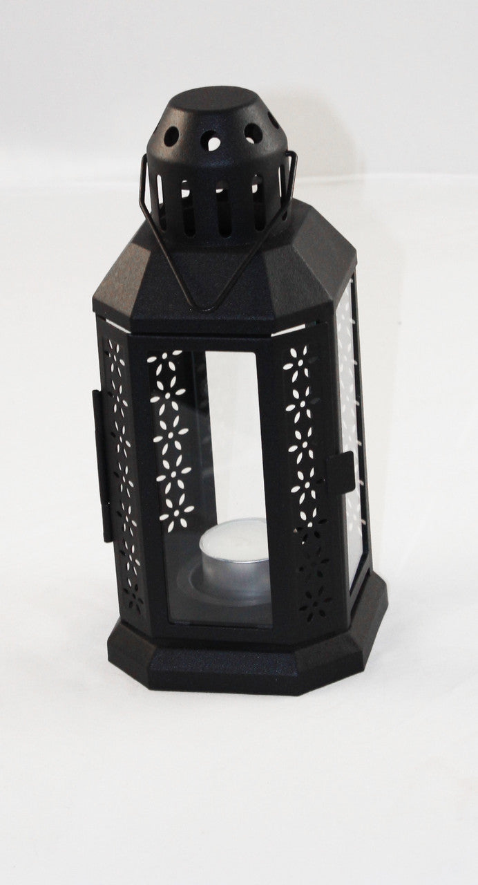 BlackMetal Miner Lantern Tealight Candle Holder 22cm Tall for Weddings & Parties