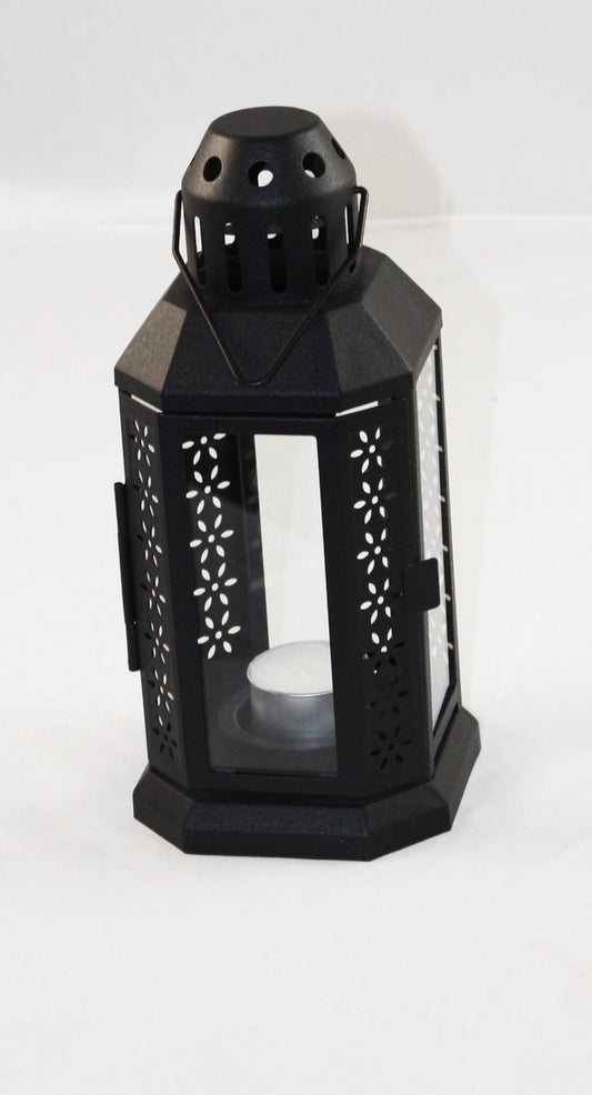 BlackMetal Miner Lantern Tealight Candle Holder 22cm Tall for Weddings & Parties