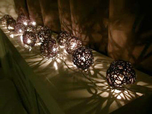1 Set of Black 5cm Rattan Cane 20 Ball Battery Powered 3m String Lights Christmas Gift Home Wedding Party Bedroom Decoration Table Centrepiece - SuperSaverAU - view 1
