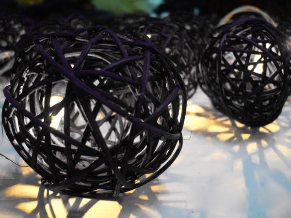 1 Set of Black 5cm Rattan Cane 50 Ball Battery Powered LONG 5m String Lights Christmas Gift Home Wedding Party Bedroom Decoration Table Centrepiece - SuperSaverAU - view 2