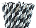 1000 Bulk Black White Striped Biodegradable Paper Drinking Straws - Eco-Friendly - SuperSaverAU - view 1