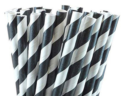 50 Pack Black & White Eco Paper Drinking Straws