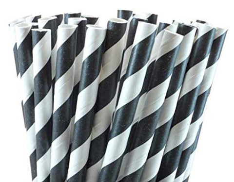 50 Pack Black & White Eco Paper Drinking Straws - SuperSaverAU - view 1