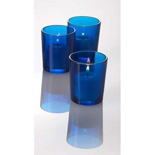 Premium Votive Tealight Candle Holders - Blue Glass, 20 Pack