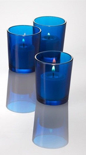 Premium Votive Tealight Candle Holders - Blue Glass, 20 Pack