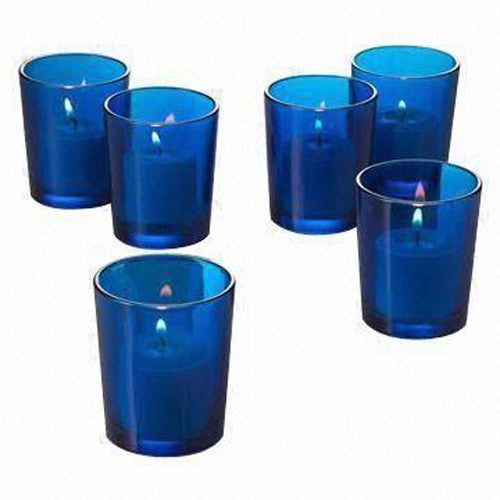 Premium Votive Tealight Candle Holders - Blue Glass, 20 Pack