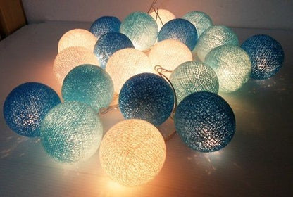 20 LED Blue Cotton Ball Lights Battery Powered for Cozy Decor