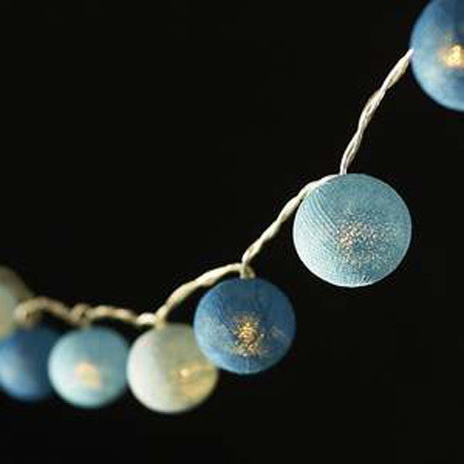 20 LED Blue Cotton Ball Lights Battery Powered for Cozy Decor