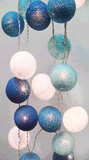 20 LED Blue Cotton Ball Lights Battery Powered for Cozy Decor