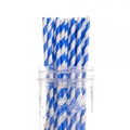 1000 Bulk Blue White Striped Biodegradable Paper Drinking Straws - Eco-Friendly - SuperSaverAU - view 2
