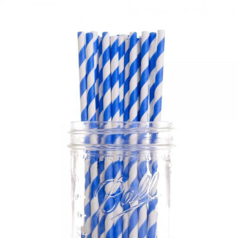 50 Pack Blue & White Eco Paper Drinking Straws - SuperSaverAU - view 2