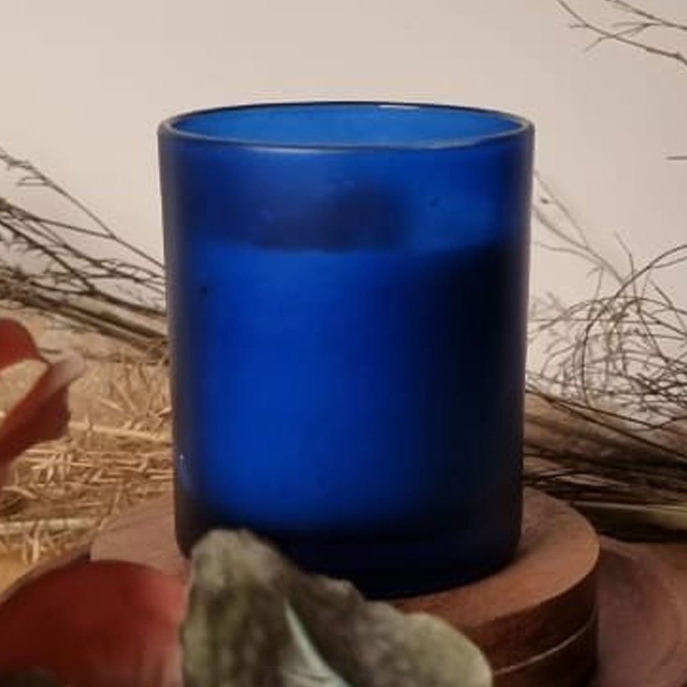 Premium Votive Tealight Candle Holders - Blue Frosted Glass, 20 Pack
