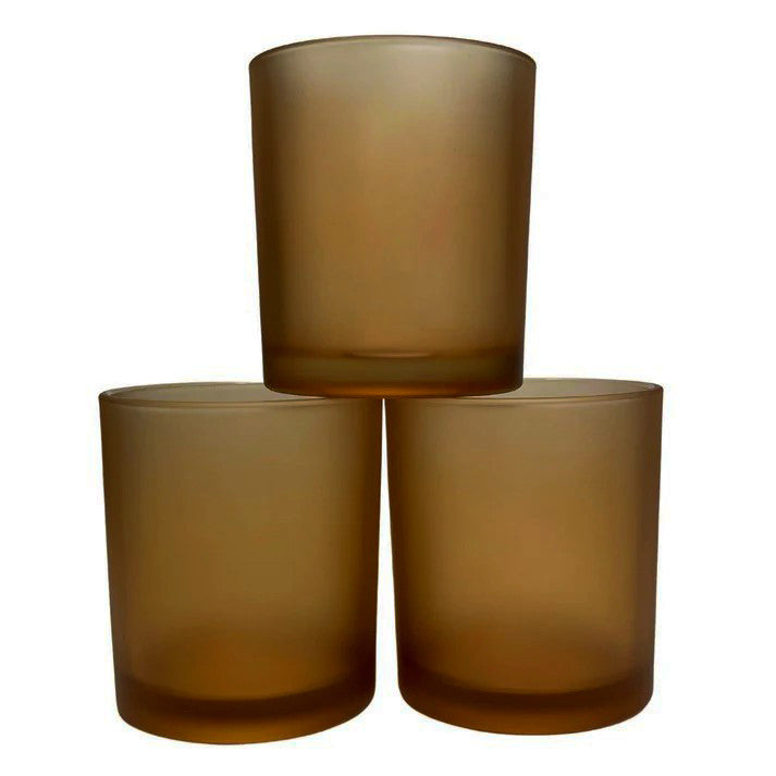Premium Votive Tealight Candle Holders - Brown Frosted Glass, 40 Pack