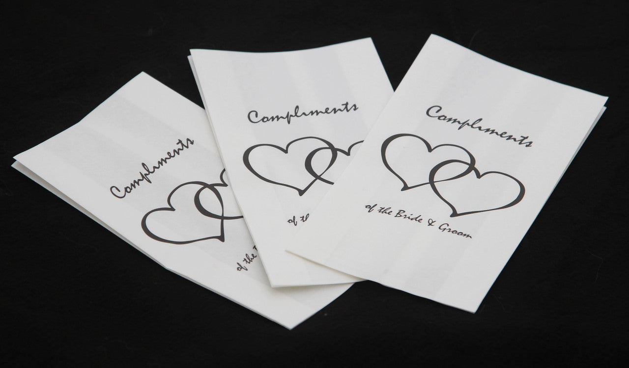 100 Pack Wedding Cake Bags Greaseproof Wax Paper Slice Take Home Favour Heart n Message - SuperSaverAU - view 1