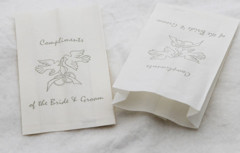 100 Pack Wedding Cake Bags Greaseproof Wax Paper Slice Take Home Favour Silver Doves - SuperSaverAU - view 1