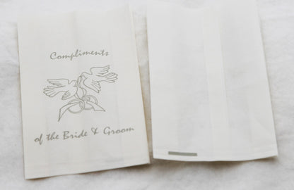 100 Pack Wedding Cake Bags Greaseproof Wax Paper Slice Take Home Favour Silver Doves