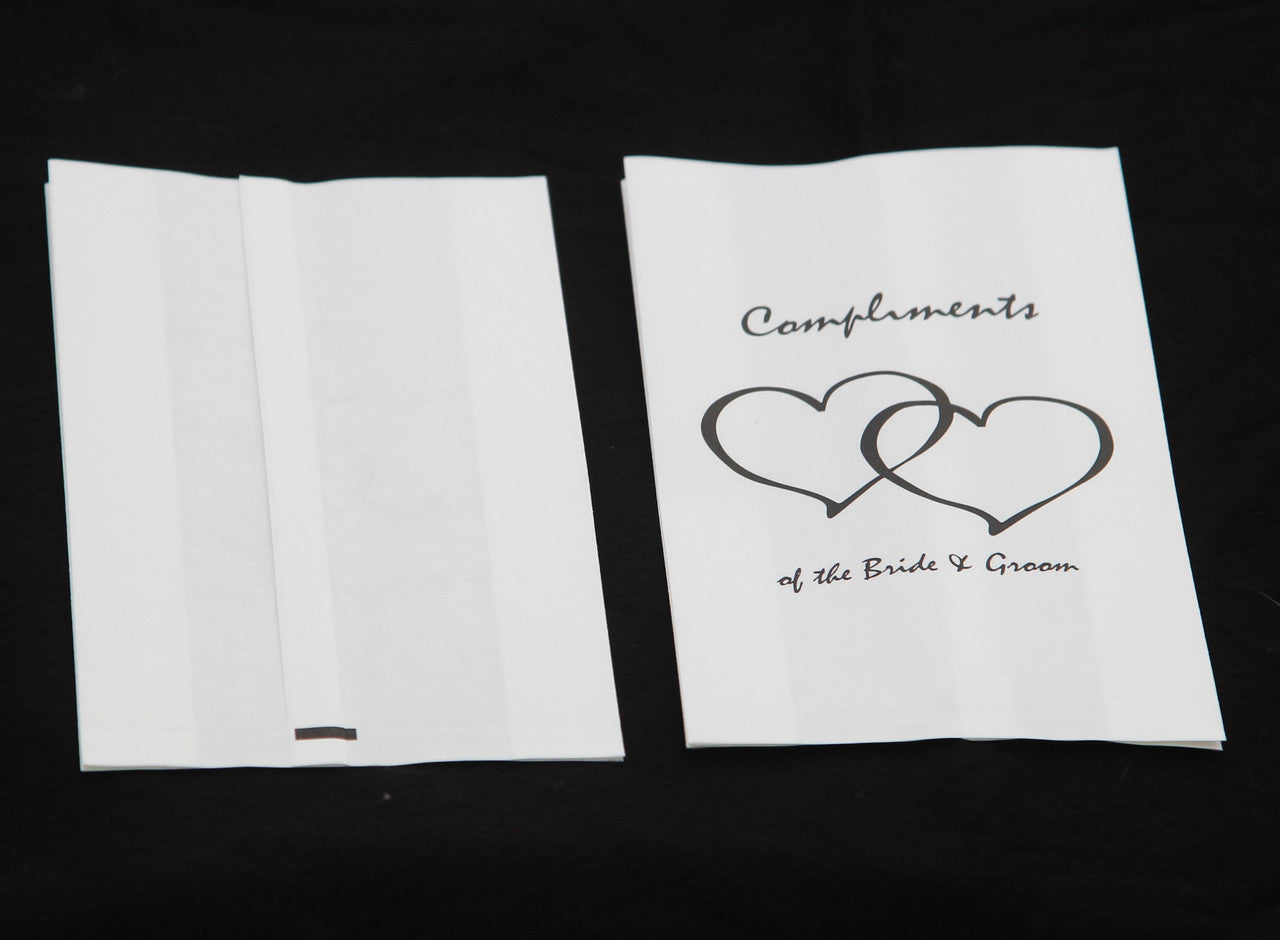 150 Pack Wedding Cake Bags Greaseproof Wax Paper Slice Take Home Favour Heart n Message