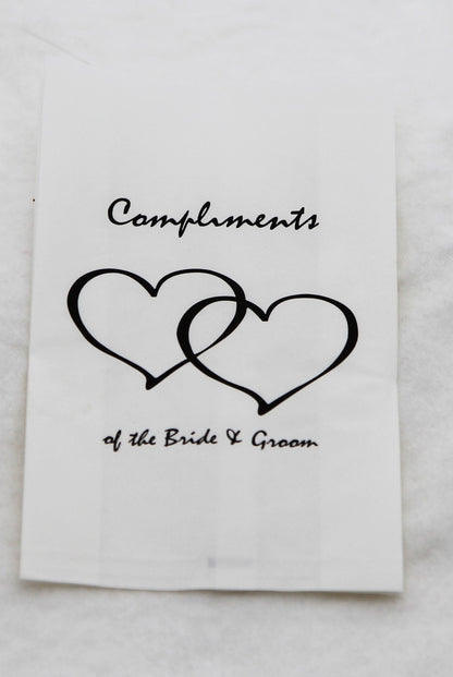 150 Pack Wedding Cake Bags Greaseproof Wax Paper Slice Take Home Favour Heart n Message