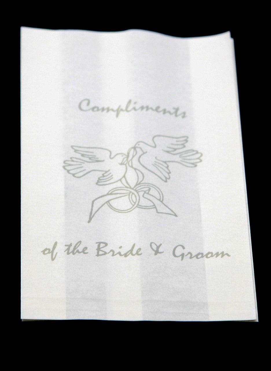 150 Pack Wedding Cake Bags Greaseproof Wax Paper Slice Take Home Favour Silver Doves - SuperSaverAU - view 1