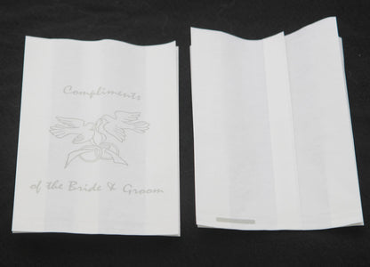 150 Pack Wedding Cake Bags Greaseproof Wax Paper Slice Take Home Favour Silver Doves