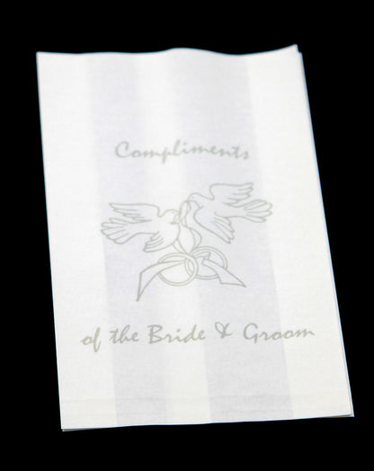 150 Pack Wedding Cake Bags Greaseproof Wax Paper Slice Take Home Favour Silver Doves