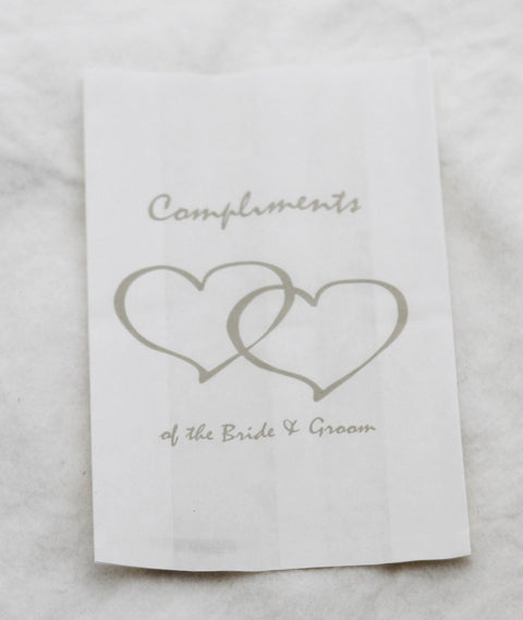150 Pack Wedding Cake Bags Greaseproof Wax Paper Slice Take Home Favour Silver Heart n Message - SuperSaverAU - view 1