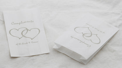 150 Pack Wedding Cake Bags Greaseproof Wax Paper Slice Take Home Favour Silver Heart n Message