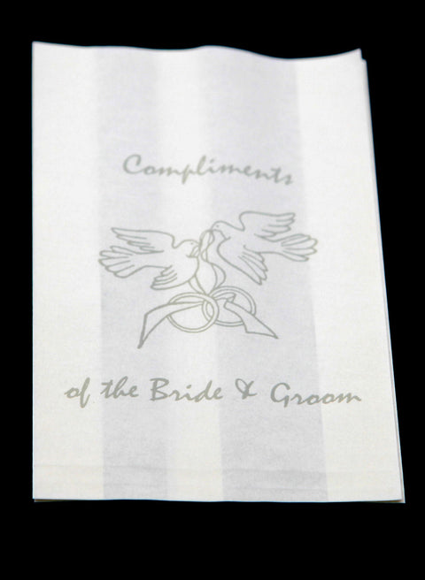 200 Pack Wedding Cake Bags Greaseproof Wax Paper Slice Take Home Favour Silver Doves - SuperSaverAU - view 1