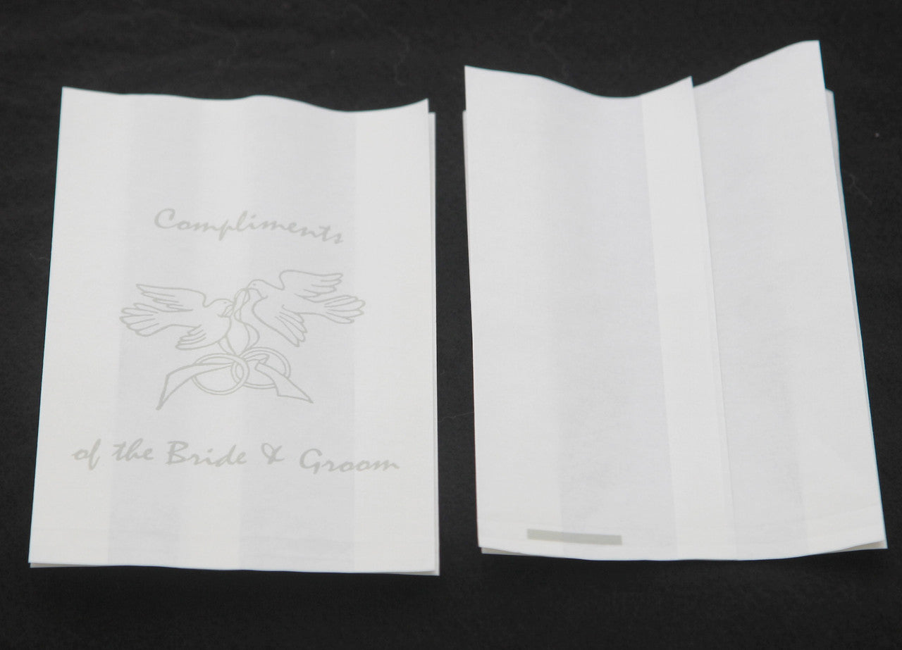 200 Pack Wedding Cake Bags Greaseproof Wax Paper Slice Take Home Favour Silver Doves