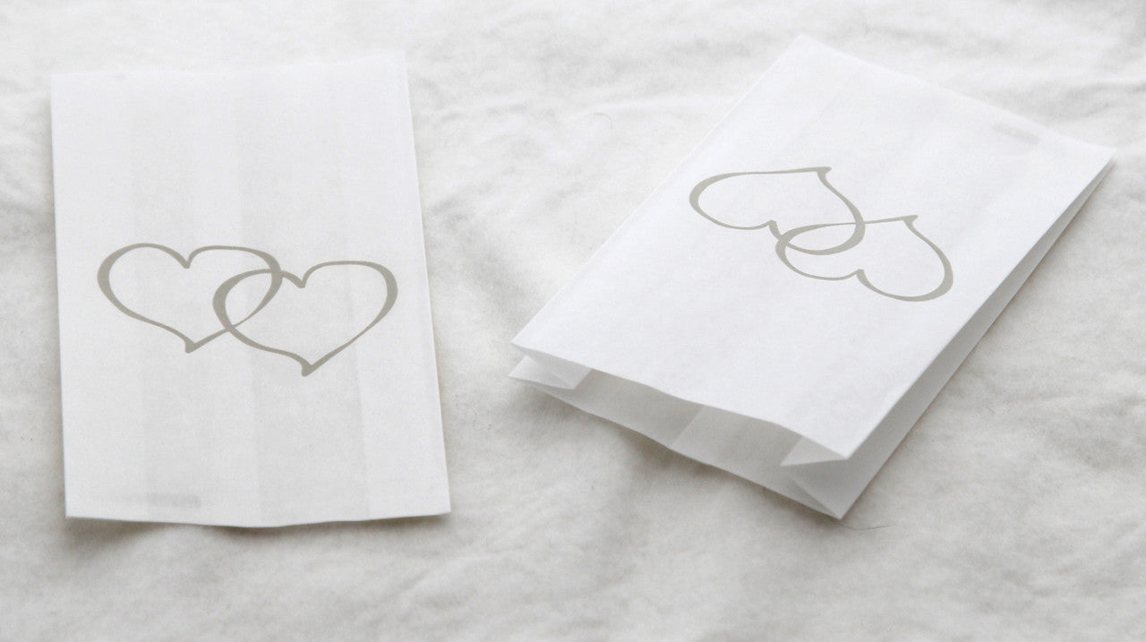 200 Pack Wedding Cake Bags Greaseproof Wax Paper Slice Take Home Favour Large Silver Heart - SuperSaverAU - view 3