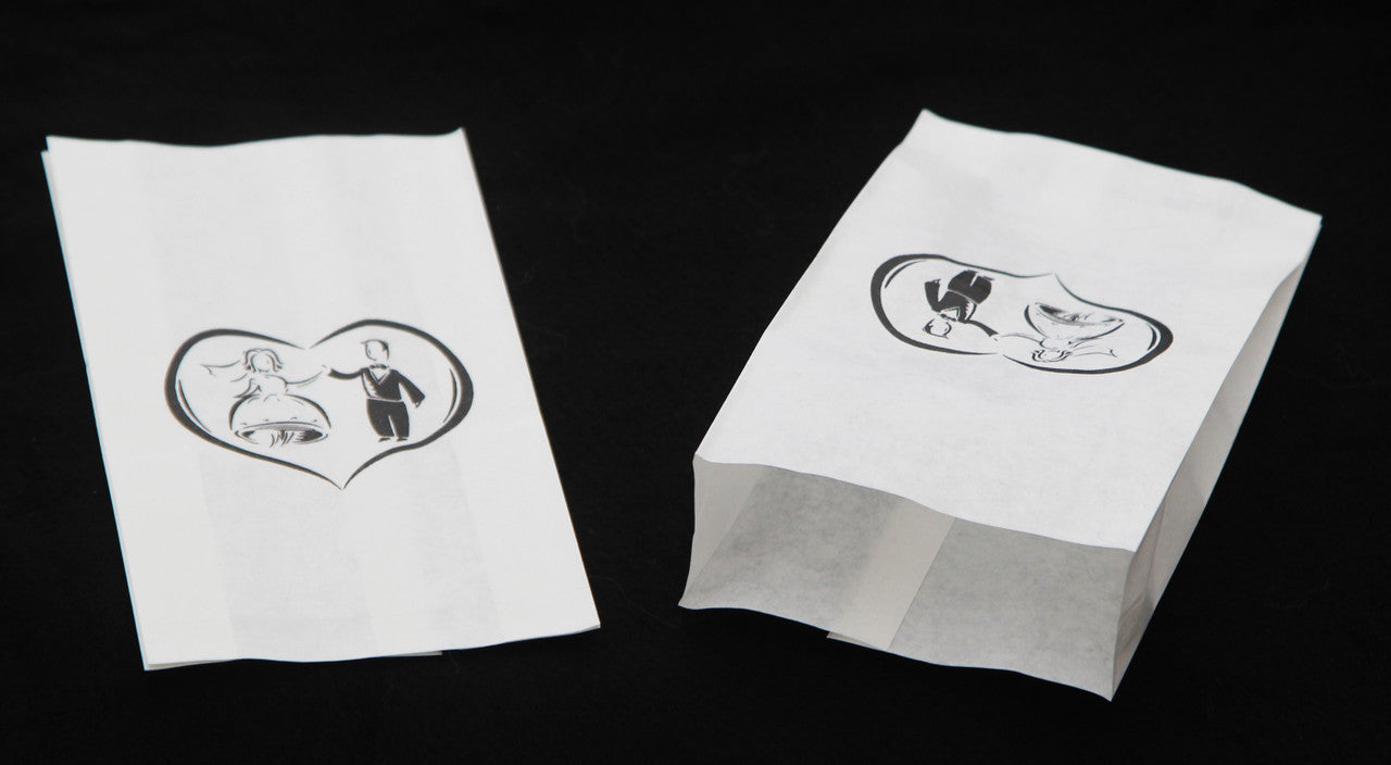 200 Pack Wedding Cake Bags Greaseproof Wax Paper Slice Take Home Favour Bride Groom in Heart